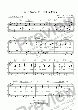 page one of ’Tis So Sweet to Trust in Jesus - Hymn Piano Solo