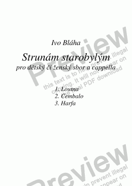 page one of STRUNÁM STAROBYLÝM (To Ancient Strings) pro dětský či ženský sbor a cappella (Czech words) 