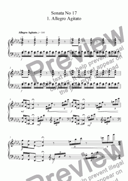 page one of Sonata No 17 1. Allegro Agitato