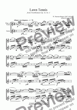 page one of Lawn Tennis for flute or violin and guitar