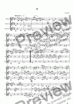 page one of SONATE N° 42 - II  for 3 violins by J. HAYDN