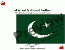 page one of Pakistani National Anthem for Brass Quintet (MFAO World National Anthem Series)