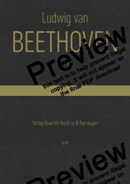 page one of Beethoven - String Quartet No.13 in B flat major