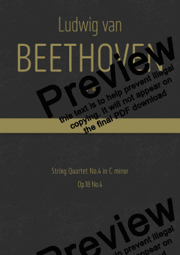 page one of Beethoven - String Quartet No.4 in C minor