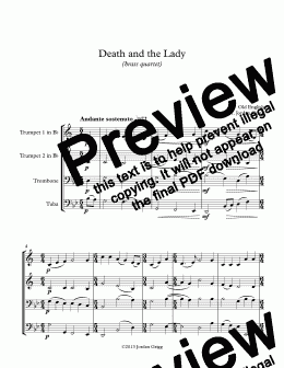 page one of Death and the Lady (brass quartet)