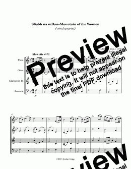 page one of Sliabh na mBan-Mountain of the Women (wind quartet)