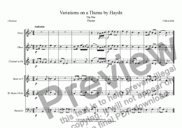 page one of Brahms: Variations on a Theme by Haydn (St. Anthony Chorale):Theme arr. wind quintet
