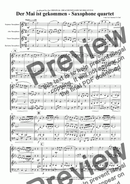 page one of Der Mai ist gekommen - Saxophone quartet