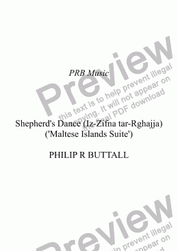 page one of Shepherd’s Dance [Iz-Zifna tar-Rghajja] (’Maltese Islands Suite’)