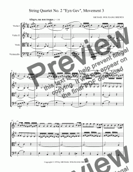 page one of String Quartet No. 2 "Eyn Gev", Movement 3