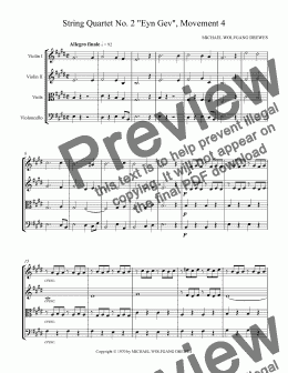 page one of String Quartet No. 2 "Eyn Gev", Movement 4