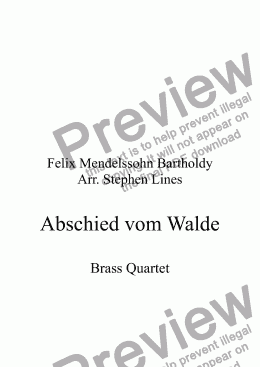 page one of Brass Quartet: Abschied vom Walde