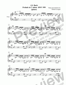 page one of BWV999 J.S. Bach Prelude in C minor (piano)