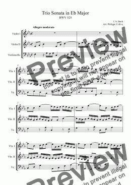 page one of Trio Sonata in Eb Major, BWV 525