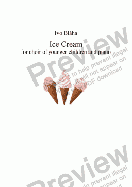 page one of ICE CREAM (Zmrzlina) for choir of younger children and piano (English words)