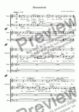 page one of Shenandoah (choir SATB)