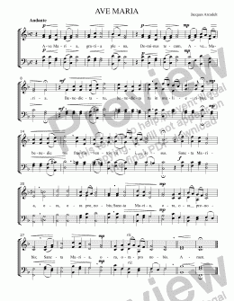 page one of Ave Maria (ARCADELT) anthem for four-part voices (SATB) choir, a cappella arr. by Pamela Webb Tubbs
