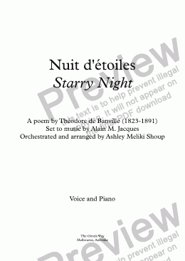 page one of Nuit d’étoiles (A. Jacques / Th. de Banville) bilingual