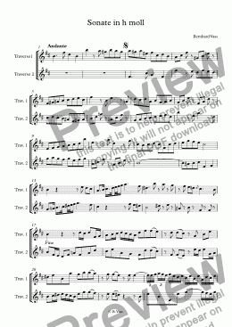 page one of Sonate für 2 Traversflöten in h moll