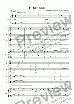 page one of In Dulce Jubilo for S.A.T.B. Choir and Organ