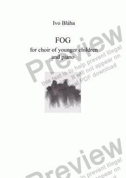 page one of FOG (Mlha) for choir of younger children and piano (English words)
