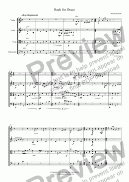 page one of BACH FOR OSCAR - for string quartet