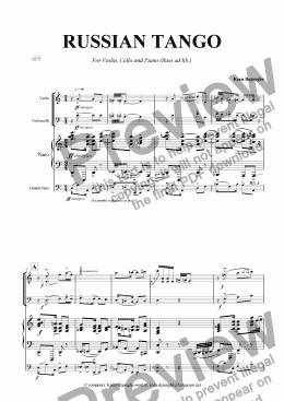 page one of "A Russian Tango For Pianotrio (bass ad lib.)"