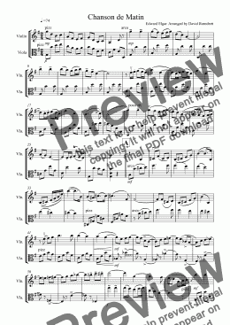 page one of Chanson de Matin for Violin and Viola Duet
