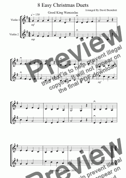 page one of 8 Easy Christmas Duets for Violin