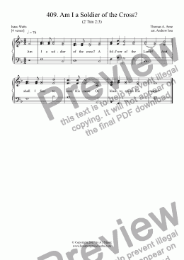 page one of Am I a Soldier of the Cross? - Easy Piano 409