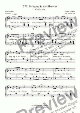 page one of Bringing in the Sheaves - Easy Piano 275