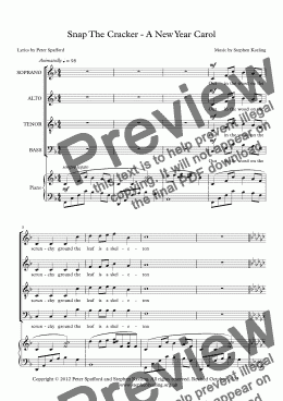 page one of SNAP THE CRACKER - A New Year Carol for SATB 