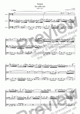 page one of Bach - SONATA - for cello trio