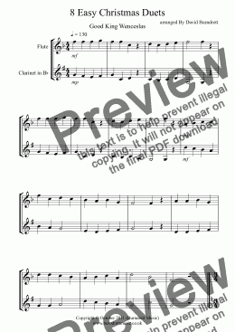 page one of 8 Easy Christmas Duets for Flute And Clarinet
