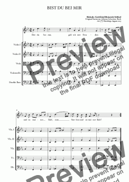 page one of Bach/Stötzel - Bist du bei mir [Voice/Solo & Strings]