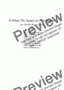 page one of O When The Saints Go Marching In For Flexible Brass Quartet