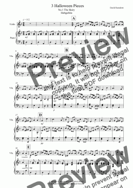 page one of 3 Halloween Pieces for Violin And Piano