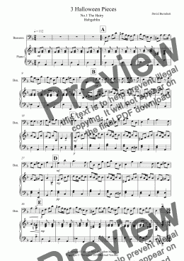 page one of 3 Halloween Pieces for Bassoon And Piano