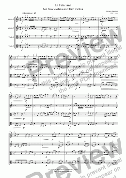 page one of Banchieri - LA FELICIANA - for two violins and two violas