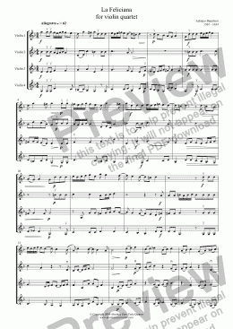 page one of Banchieri - LA FELICIANA - for violin quartet