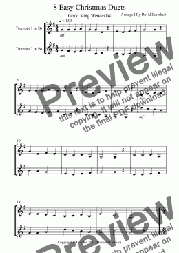 page one of 8 Easy Christmas Duets for Trumpet In Bb