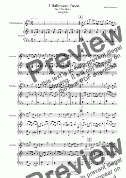 page one of 3 Halloween Pieces for Alto Saxophone And Piano