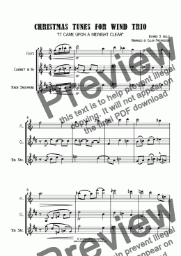 page one of Christmas Tunes for Wind Trio - Flute, Clarinet, Tenor Saxophone