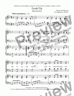 page one of Look Up (Benediction) with piano