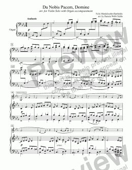 page one of Da Nobis Pacem OR Grant Us Thy Peace (MENDELSSOHN), arr. for Solo Violin with Organ accompaniment, arr. by Pamela Webb Tubbs
