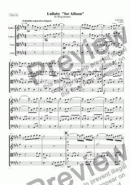 page one of LULLABY (for Allison), for string quartet
