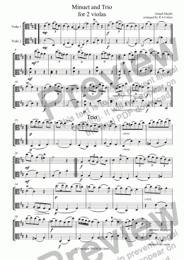 page one of Haydn - MINUET and TRIO - for 2 violas