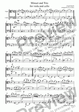 page one of Haydn - MINUET and TRIO - for viola and cello