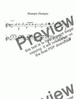 page one of Humpty Dumpty for Solo Acoustic Guitar