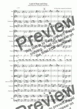 page one of Land of Hope and Glory for School Orchestra